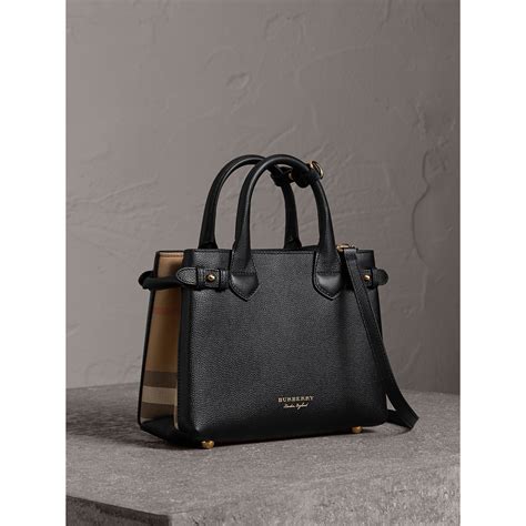 burberry small banner leather tote black|burberry banner tote ladies handbags.